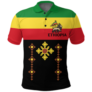 Enkutatash Etiopía Año Nuevo Polo León de Judá Adey <span class=keywords><strong>Abeba</strong></span> Flor al por mayor NO MOQ Ethiopan bandera hombres polos - Product Image 3