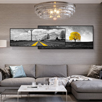 Peinture murale de paysage réaliste moderne européenne pour salon, décoration murale, diptyque empilé horizontal