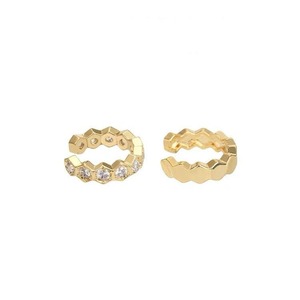 S925 Sterling Silver Trendy Geometric Ear <b>Cuff</b> <b>Earrings</b> for Women Asymmetry Design with Zircon Gold Plating Party Wedding - Product Image 6