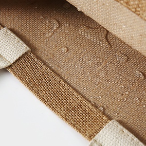 Sacs de courses réutilisables en jute avec logo <span class=keywords><strong>personnalisé</strong></span>, sacs cadeaux en toile laminée pour les packs de bienvenue de mariage - Product Image 4