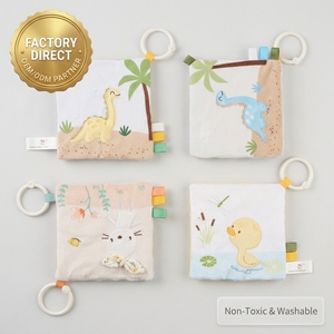 <span class=keywords><strong>Livre</strong></span> en tissu froissé pour bébé avec anneau de dentition et étiquettes sensorielles, en peluche douce, motifs <span class=keywords><strong>animaux</strong></span> (canard, dinosaure, lapin), lavable - Product Image 1