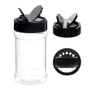 Nhà Bếp Màu Đen Nhựa Gia Vị Shaker Muối Hạt Tiêu Lưu Trữ Chai Các Loại Thảo Mộc Gia Vị Container Lọ Set Với Shaker Có Nắp Đậy