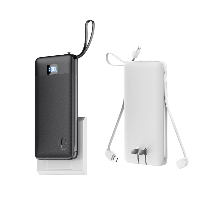 Customizable 22.5W Fast Charging With Built in 3 Cable AC Wall Plug 10000mAh Portable Charger Power Bank