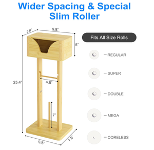 حامل مرحاض FSC بحامل حر للحمام مع منظم رف من الخيزران وتخزين لحامل المناديل - Product Image 6