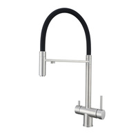 Robinet de cuisine moderne en acier inoxydable 304 avec douchette extractible chaud/froid et cartouche céramique pour usage hôtelier