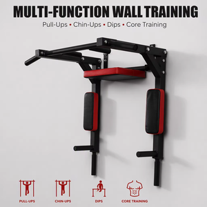 Barra de dominadas multifunción para montar en la pared, estación de entrenamiento para dominadas, flexiones y ejercicios de core, para gimnasio en casa y entrenamiento de fuerza. - Product Image 1