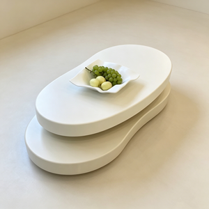 Tavolino da Caffè Rotondo Girevole Moderno Color Crema, Design Minimalista di Lusso <span class=keywords><strong>per</strong></span> Arredamento Soggiorno di Piccole Abitazioni - Product Image 1