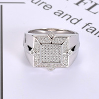 Bague géométrique BES Bling Iced Out CZ en laiton bicolore plaqué or 18 carats, bijoux hip-hop pour hommes, vente en gros d'usine en stock