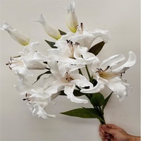 Hochwertige 3-Köpfige Lilien-Blumen Realistische Künstliche PU Weiße Rosa Lilien für Hochzeit Heim Tischdekoration
