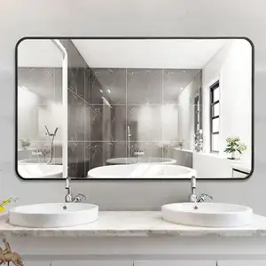 مرآة حمام مع ركنات مستديرة مربعة من سبائك الألومنيوم ديكور مرآة صغيرة وعصرية