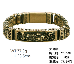 โซ่นาฬิกาปี่เซียะทองเหลืองสำหรับผู้ชายสายโซ่ทองเหลืองแนววินเทจเครื่องประดับตกแต่งแนวโบราณ - Product Image 5