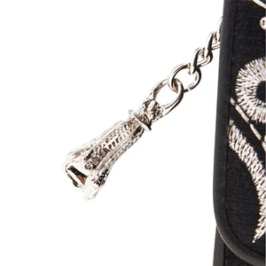 Cartera larga de piel sintética con cremallera para mujer, con diseño de lazo de amor femenino y bordado de dibujos animados. - Product Image 6