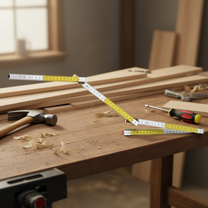 Regla de Medición Plegable de Madera de 60 Pulgadas con Extremos Metálicos para Carpintería y Construcción - Product Image 3