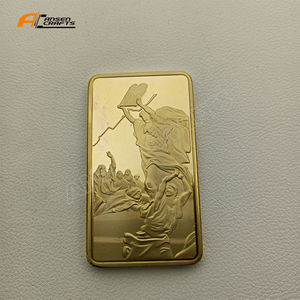Moneda <span class=keywords><strong>de</strong></span> metal con barra chapada en <span class=keywords><strong>oro</strong></span> <span class=keywords><strong>de</strong></span> 10 mandamientos crucificado <span class=keywords><strong>de</strong></span> Jesucristo en cápsula - Product Image 2