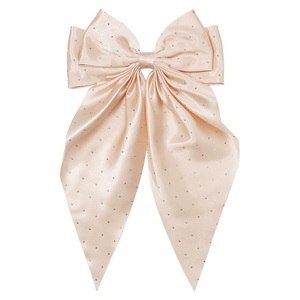 MIO klip pita musim semi wanita, warna murni lapisan ganda pita besar pita rambut berlian imitasi mode klip pita dengan pita panjang - Product Image 1