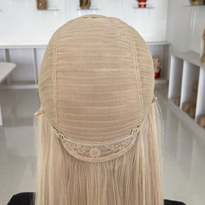 Perruque en cheveux humains vierges de qualité européenne, couleur blonde avec mèches, cuticules alignées, pour femmes, vente en gros # H18A/60 - Product Image 4