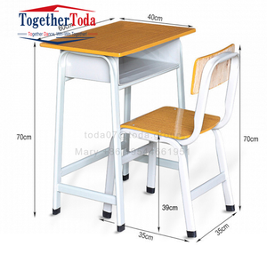 Ensemble de chaises d'écolier robustes et très vendues, avec bureau individuel, structure métallique, plateau en MDF, porte-stylo et porte-sac - Product Image 6
