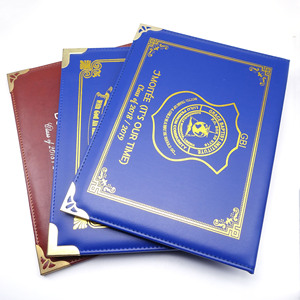 Cubierta de cuero de Pu para pasaporte, cubierta de doble pliegue <span class=keywords><strong>A4</strong></span> personalizada de 8,5x11 pulgadas, para graduación, certificado suave, tarjetero - Product Image 3
