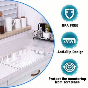 Raybin Planche à découper en plastique transparent en acrylique antidérapant Grande planche à découper en acrylique avec lèvre pour la cuisine - Product Image 4