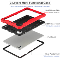 Pour Honor Pad 10 12,1 pouces 2025, coque de protection robuste avec béquille, étui en silicone PC pour enfants pour Honor Pad X9A 11,5 X8A 11 X8 Pro X9 11,5