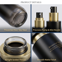 Set Botol Kaca Kosmetik Premium, Botol Kaca Hitam Gradasi, Kemasan Perawatan Kulit Anti UV, Logo Custom OEM ODM, Berbagai Ukuran Lengkap