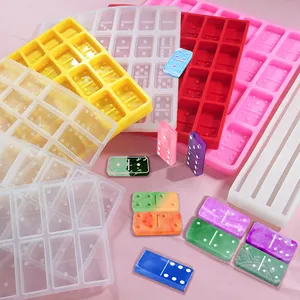 D002 Nhựa Sáng Bóng DIY Handmade Domino Trò Chơi Khuôn Mẫu 28 Silicone Domino Khuôn