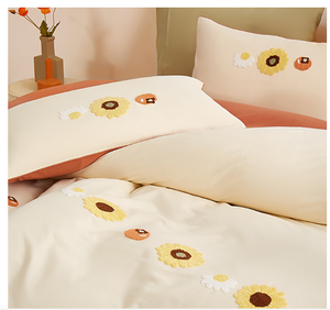 Haute qualité confortable doux fleur motif broderie <span class=keywords><strong>Anti</strong></span>-acariens housse de <span class=keywords><strong>couette</strong></span> ensembles literie pour un usage domestique - Product Image 2