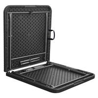 Table de repas pliante d'extérieur en plastique HDPE noir de 1,8 m, motif rotin tressé, pliable en deux, pour les fêtes