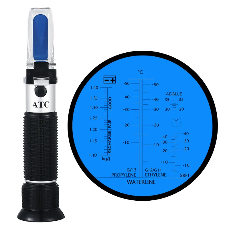 جهاز اختبار يدوي لنقطة تجمد السوائل في المحرك ، مقياس انكسار السيارة ، أداة ATC -50 ~ 0C 30-كسي تركيز اليوريا