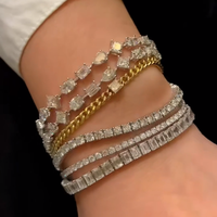 Bracelet tennis en or blanc 9k 14k 18k certifié IGI, bijoux fins, diamants cultivés en laboratoire de 2 mm à 5 mm, bracelet pavé de diamants