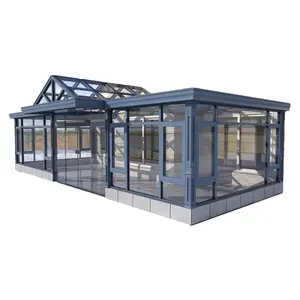 Xây dựng Kết Cấu Thép kính nhà tiền chế phẳng rắn mái sunroom casas prefabricadas sẵn sàng sunrooms kính nhà