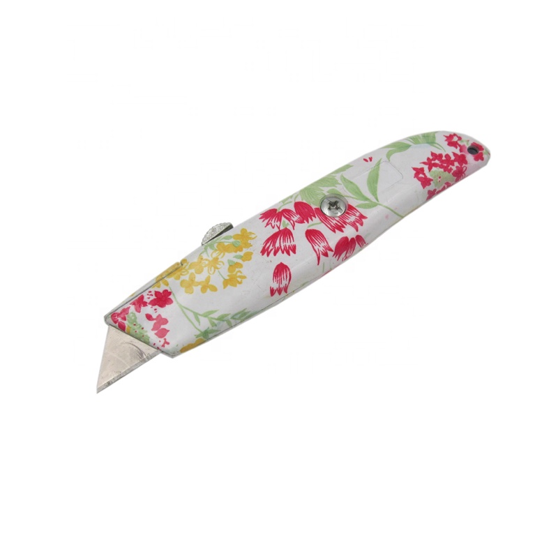 Нож из алюминиевого сплава с цветочным принтом для резки бумаги для женщин с быстросменным замком