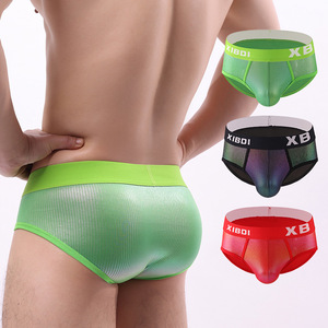 Men's Mid-Rise Sexy Breathable <strong>Underwear</strong> Cross-Border Trendy Personality Shorts with Logo on <strong>Waist</strong> Knitted Man Panties - Product Image 2