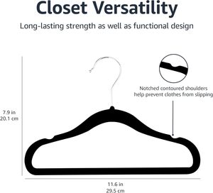 Premium Slim Wrinkle-free Velvet <b>Hangers</b> with Non-Slip 360 Rotatable Hook Flexible Design Single Tier Wardrobe Clothing Storage - Product Image 5