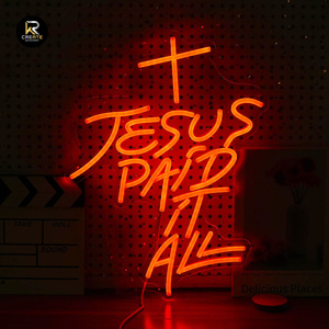 Personalizzabile religioso Neon croce luce a LED per la sala di preghiera chiesa decorazione personalizzata impermeabile acrilico 3D gesus croce insegne al Neon - Product Image 2