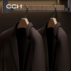 CCH vente en gros de tringle à manteaux personnalisée garde-robe en cuir rail mural suspendu à vêtements tige de suspension de garde-robe à motif en cuir rhomboïde - Product Image 6