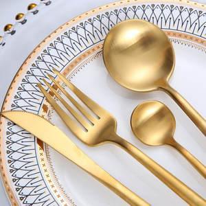 Ensemble de couverts portugais nordiques Offre Spéciale couverts dorés mats couteau en métal fourchette et cuillère pour les événements - Product Image 2