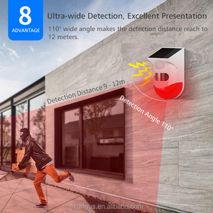 Angus năng lượng mặt trời báo động bằng giọng nói 120dB âm thanh an ninh tiếng còi báo động ánh sáng ngoài trời năng lượng mặt trời PIR cảm biến chuyển động báo động với điều khiển từ xa OEM - Product Image 2
