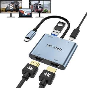 MT-VIKI 4K60HZ USB C Splitter Type-C บนอะแดปเ<span class=keywords><strong>ต</strong></span>อร์ HDMI คู่4 in 1 - Product Image 1