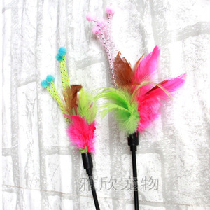 Juguete para gatos con forma de flor y plumas, con varita de juguete para gatos, color aleatorio, 11g, material plástico - Product Image 1