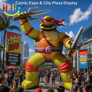 Tortuga Guerrero Inflable Gigante con Doble Espada Sai y Máscara Roja, Mascota de Superhéroe para Eventos de Cómics - Product Image 6