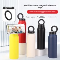 Gourde isotherme magnétique personnalisée de 24 oz en acier inoxydable avec support pour téléphone et logo, vente en gros pour le sport
