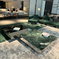 Table basse carrée en acier massif de style italien moderne et minimaliste, avec plateau en marbre, métal et verre miroir, pour le salon