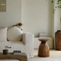 Kemei Moderner Wabi-Sabi Stil Sanduhr-Beistelltisch Massivholz-Hocker Sofa-Nachttisch Eck-Tisch für Ferienwohnungen Kreativer Couchtisch