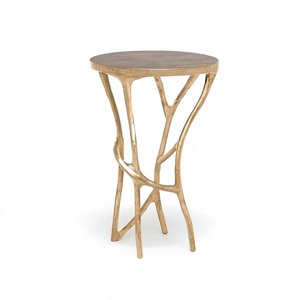 Aluminium Casted Modern Glass Top Side Table Used Living Room <b>Sofa</b> Bed Furniture Low Price Amson Brass AG-22507 <b>Gold</b> Finished - Product Image 1