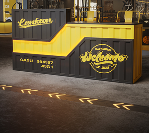 صالونات بنمط صناعي مخصص صراف داخلي شريط مكتب أمامي صغير من الحديد المطاوع مكتب أمامي صغير صالة ألعاب رياضية منضدة زاوية - Product Image 6