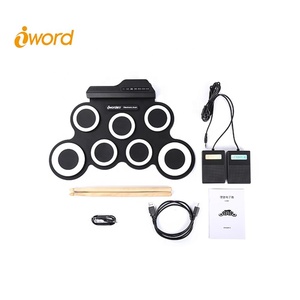 Rollo <span class=keywords><strong>de</strong></span> tambor Kit con altavoz pedales <span class=keywords><strong>de</strong></span> pie <span class=keywords><strong>baquetas</strong></span> y puerto USB para poder portátil plegable batería electrónica - Product Image 4