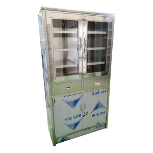 Armoire d'hôpital en acier inoxydable avec portes et tiroirs en verre, design industriel, montage au sol, matériau 201 ou 304, fabriqué à Guangzhou - Product Image 4