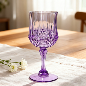 كؤوس شرب نبيذ بلاستيكية عتيقة باللون الأزرق من الكريستال الشفاف، أدوات مائدة زجاجية كلاسيكية لمستلزمات الحفلات والمناسبات الكبرى وحفلات الزفاف - Product Image 6