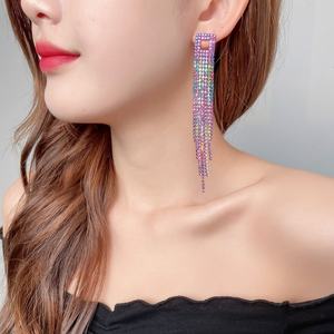 Dingka High-End Women's Elegant Long Tassel <b>Stud</b> <b>Earrings</b> Colored Diamond Copper Trendy Brass Pearl Exquisite Butterfly Shape - Product Image 3